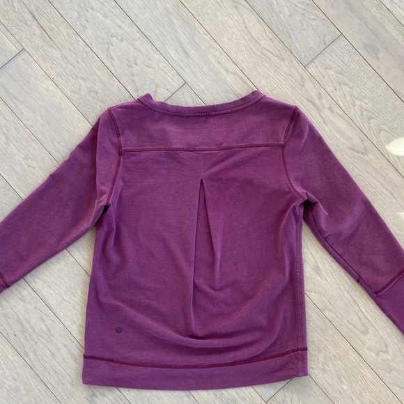 Lululemon Belle Long Sleeve Heathered Red Grape Small Purple Sweatshirt Pleated - Picture 6 of 9